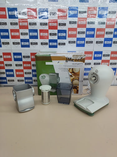 Rallador Eléctrico, 150 w. Rodillo Acero Inoxidable, Tolva Aluminio, Recipiente Extraíble Tapa Frescura, Sistema Seguridad, Imetec Grattugissima,